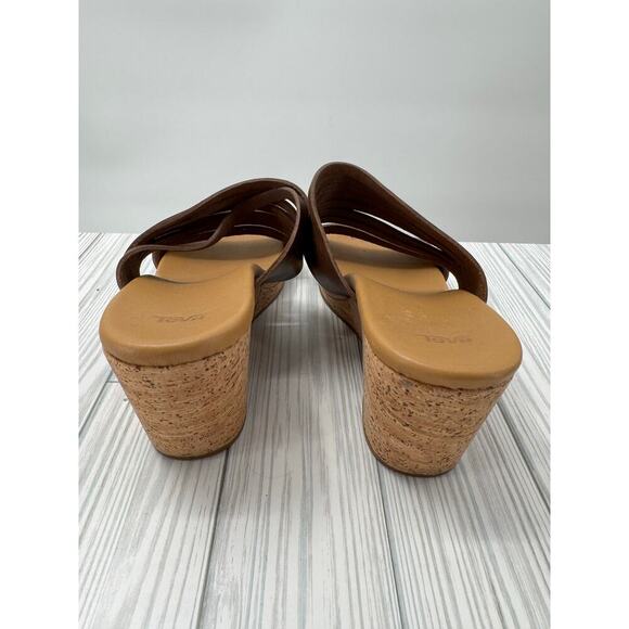 Teva 1010909 Arrabelle Brown Leather Wedge Slip On Sandal Shoes Women's 8 Summer - Picture 6 of 9